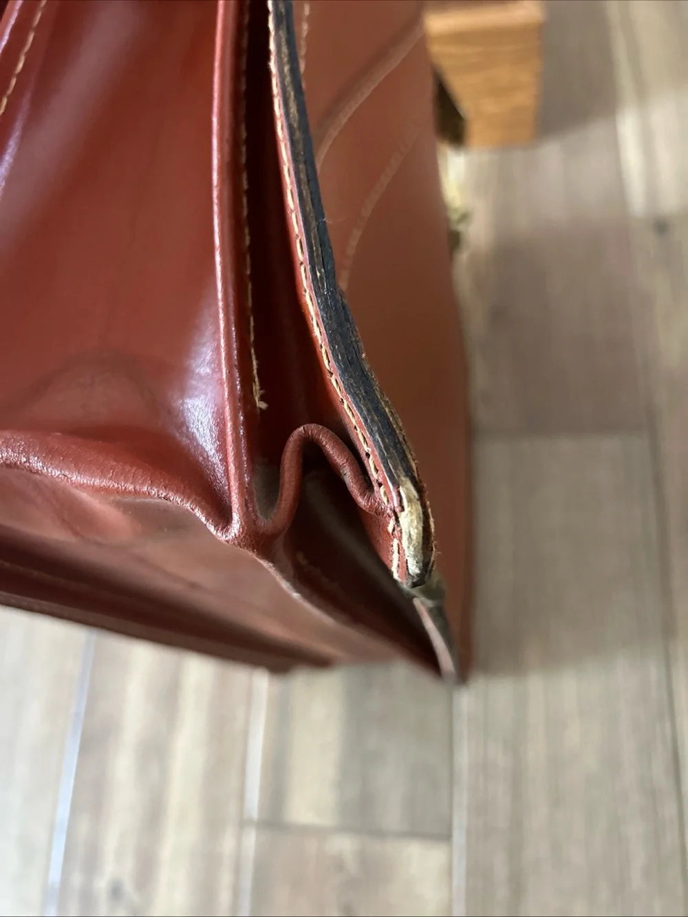 VINTAGE Genuine Deep Cowhide Leather Military Style Briefcase 1960’s Mid Century